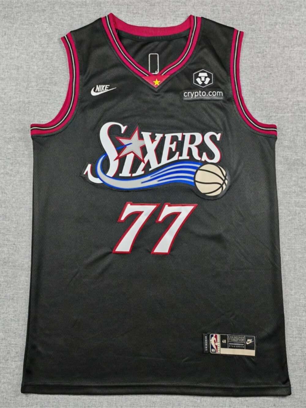 Philadelphia Sixers Style Basketball Jersey - Black Retro #77